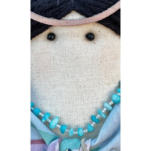 Signed by Kathy Handcrafted 12" Native American Wini Doll W/ bead necklace - Picture 8 of 14